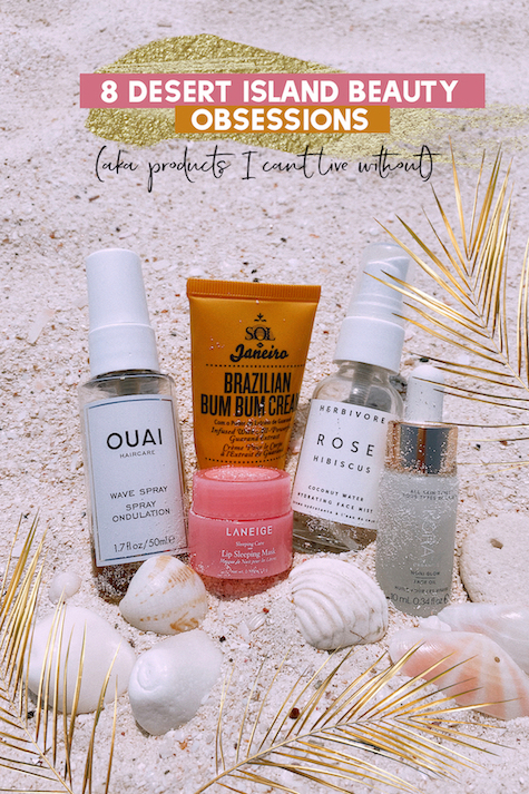 Beauty products on the beach