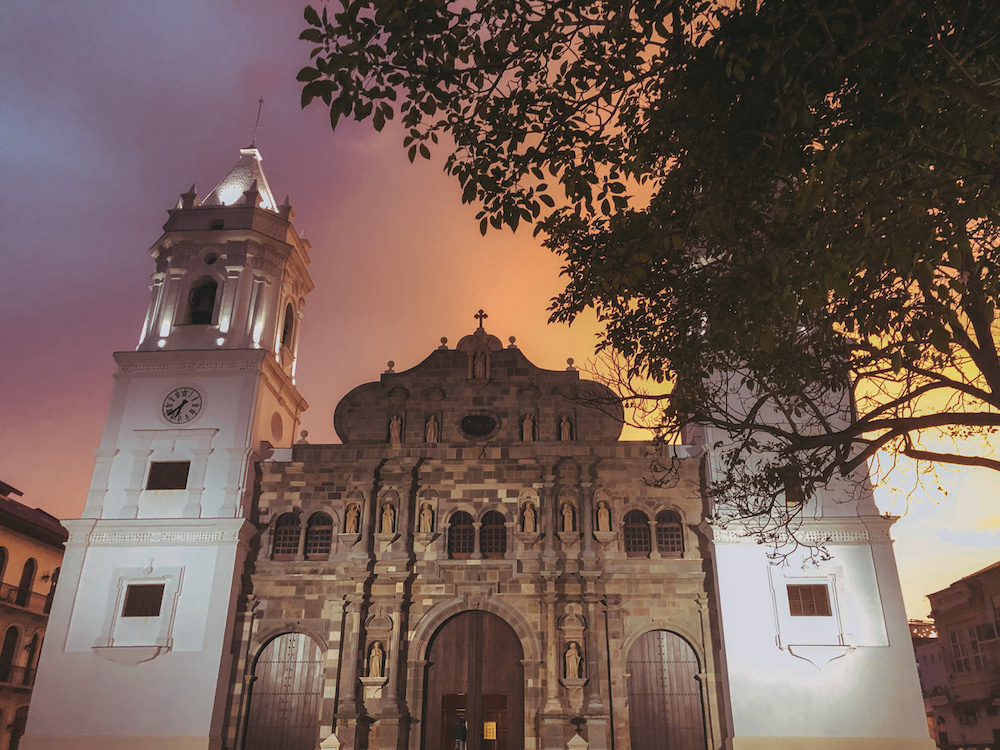 Beautiful cathedral in old Panama City
